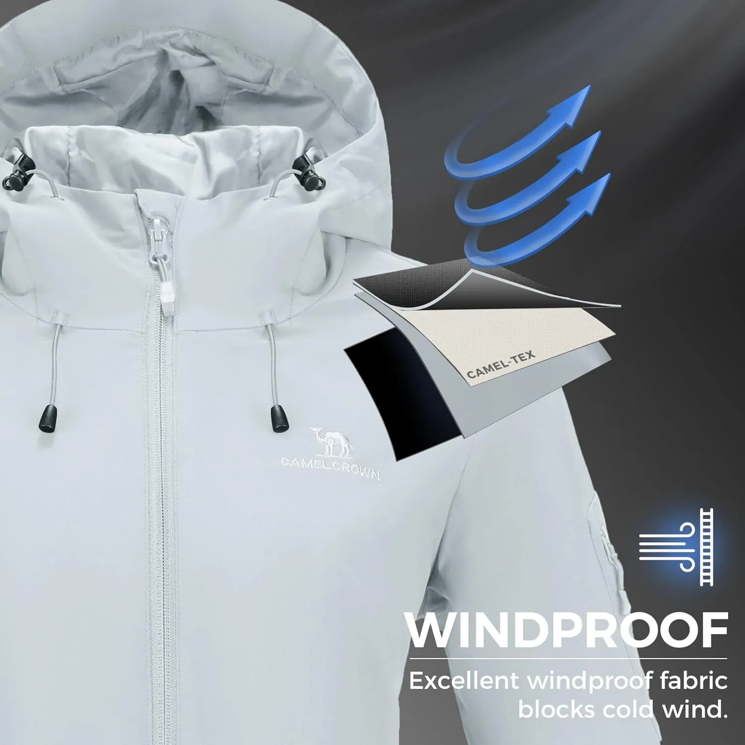 CAMELSPORTS Women's Rain Jacket Lightweight Windbreaker Hooded Raincoat Windproof Coat Shell for Outdoor Hiking