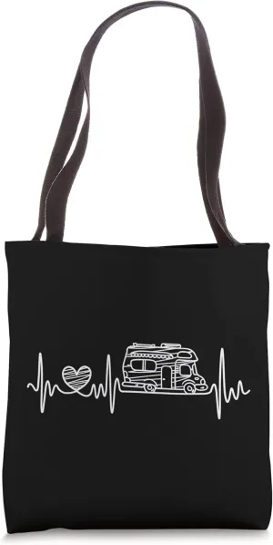 Camper Caravan Heartbeat ECG Funny Tote Bag