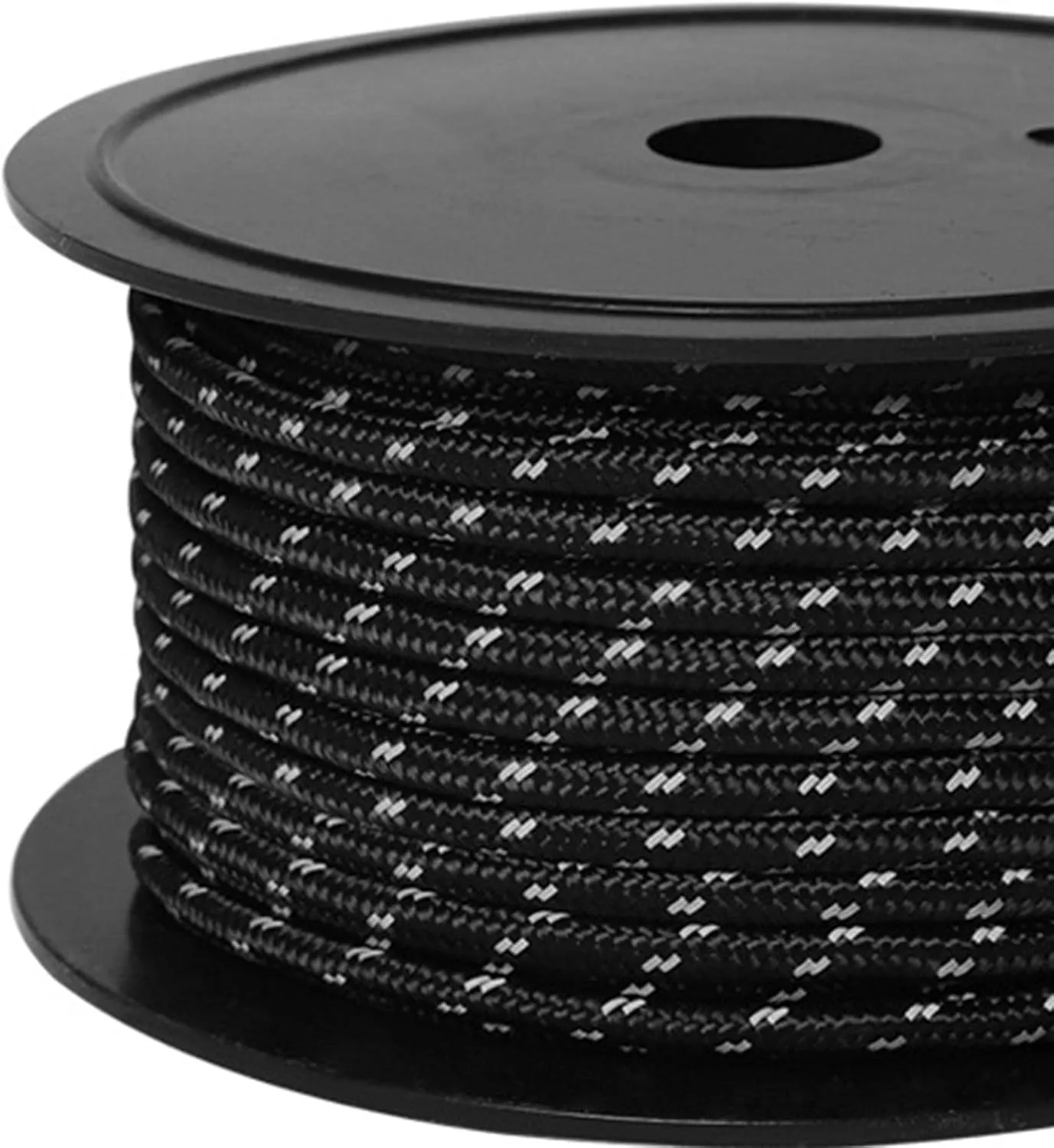 Camping 30M 6mm Reflective Tent Rope Guylines, Tent Accessories for Hiking Canopy Solid Braid Glow in The Dark Weather Resistant Luminous, Black