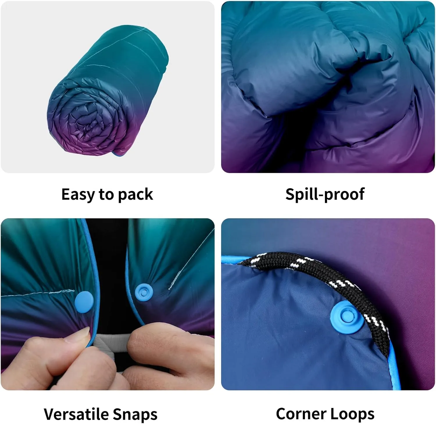 Camping Blanket, Packable Puffy Blanket Down Alternative Blanket Lightweight Windproof Water Resistant for Outdoors,Hiking, Backpacking,Beach,Car,Picnic,Stadium 52x75in