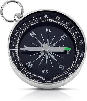 Camping Compass, Outdoor Sport Compass, Silver Portable Pocket Compass For Outdo