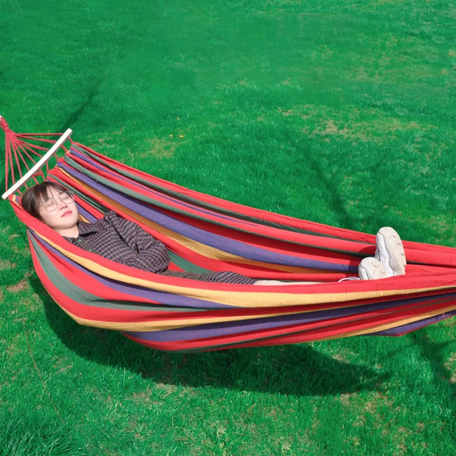 Camping Hammock, Lightweight Canvas Portable Travel Hammock for Outdoor, Backpacking, Camping, Hiking and Beach Adventure,B,190x80cm
