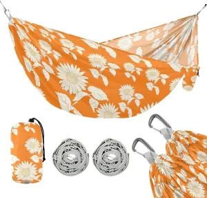 Camping Hammock Outdoor Hammocks for Outside Sunflowers Orange Beach Trees Portable Lightweight with Pockets Tree Straps Indoor