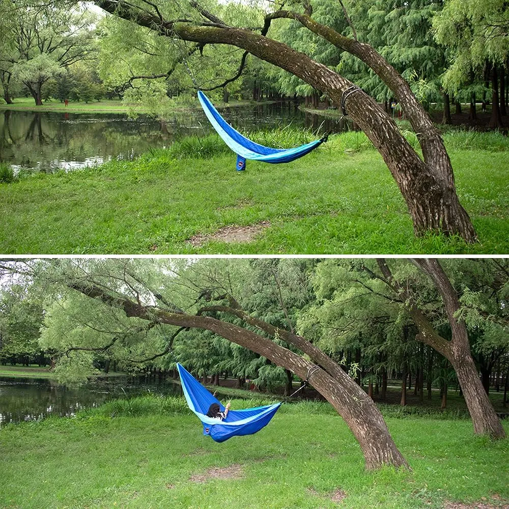 Camping Hammock, Super Lightweight Portable Parachute Hammock with Two Tree Straps Single or Double Nylon Travel Tree Hammocks for Camping Backpacking Hiking