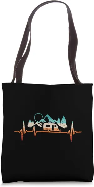 Camping Heartbeat RV Caravan Trailer Tote Bag