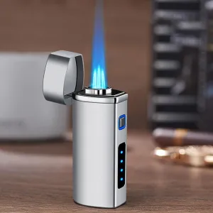 Camping Lighter,Three Head Direct Spray Blue Flame Fire Electric Inflatable Lighter,Outdoor Survival Camping Tactical, for Birthday Gifts Woman Man Youth Camping Hiking Gear (B)