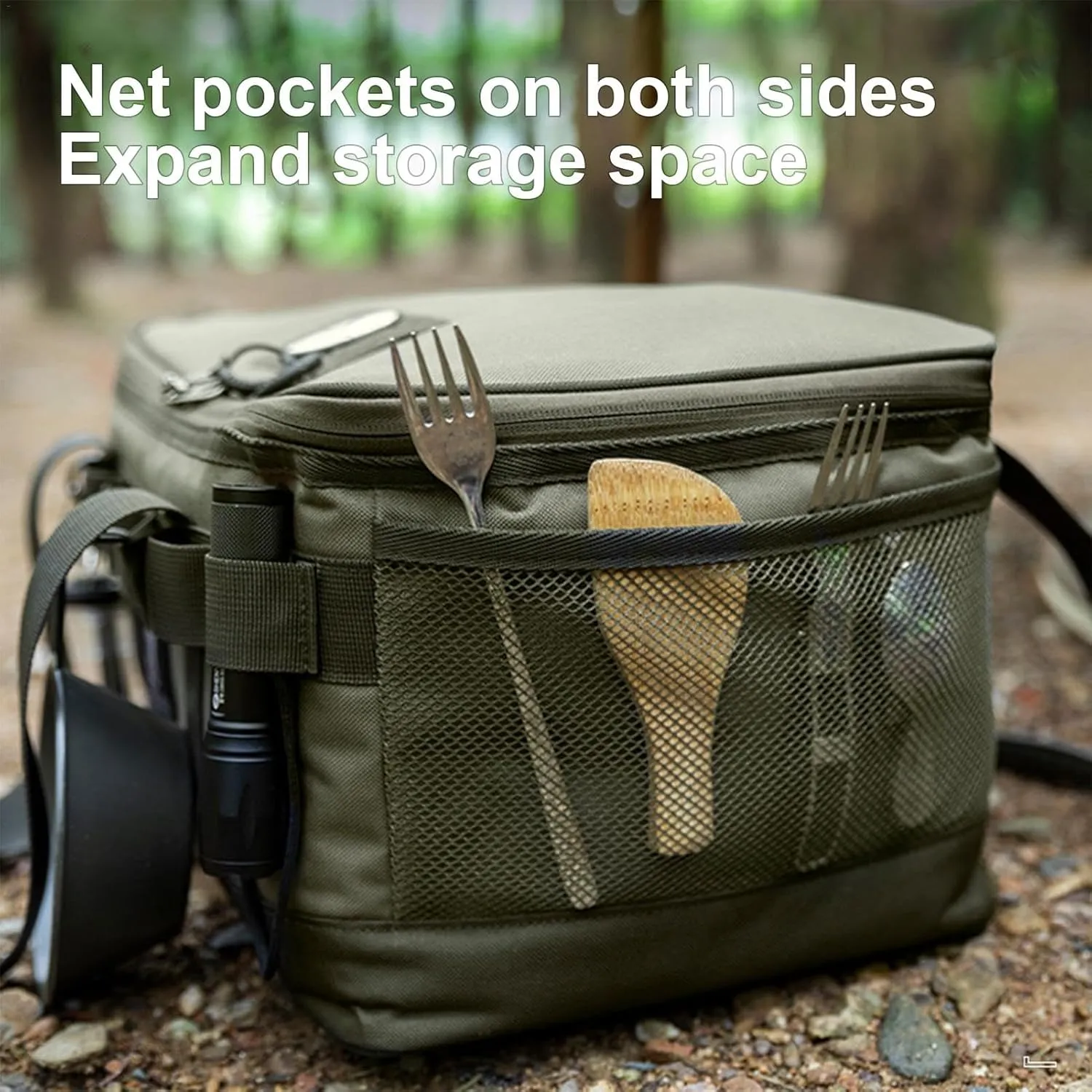 Camping Organizer Bag, 20L Utility Carry Bag with Handle | Camping Bag for Storage, Camping and Travel, Trunk Bag for Overnight Camping, Outdoor Bag, Army Green, Siehe Beschreibung