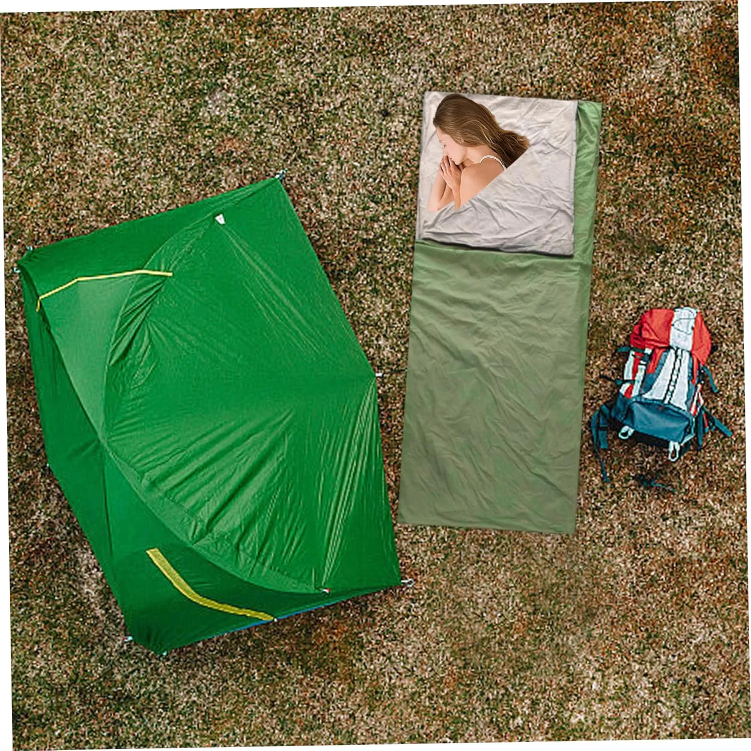Camping Sleeping Bag, Ultralight Backpacking Sleeping Bag with Zipper, Winter Sleep Camping Accessories for Hiking, Traveling