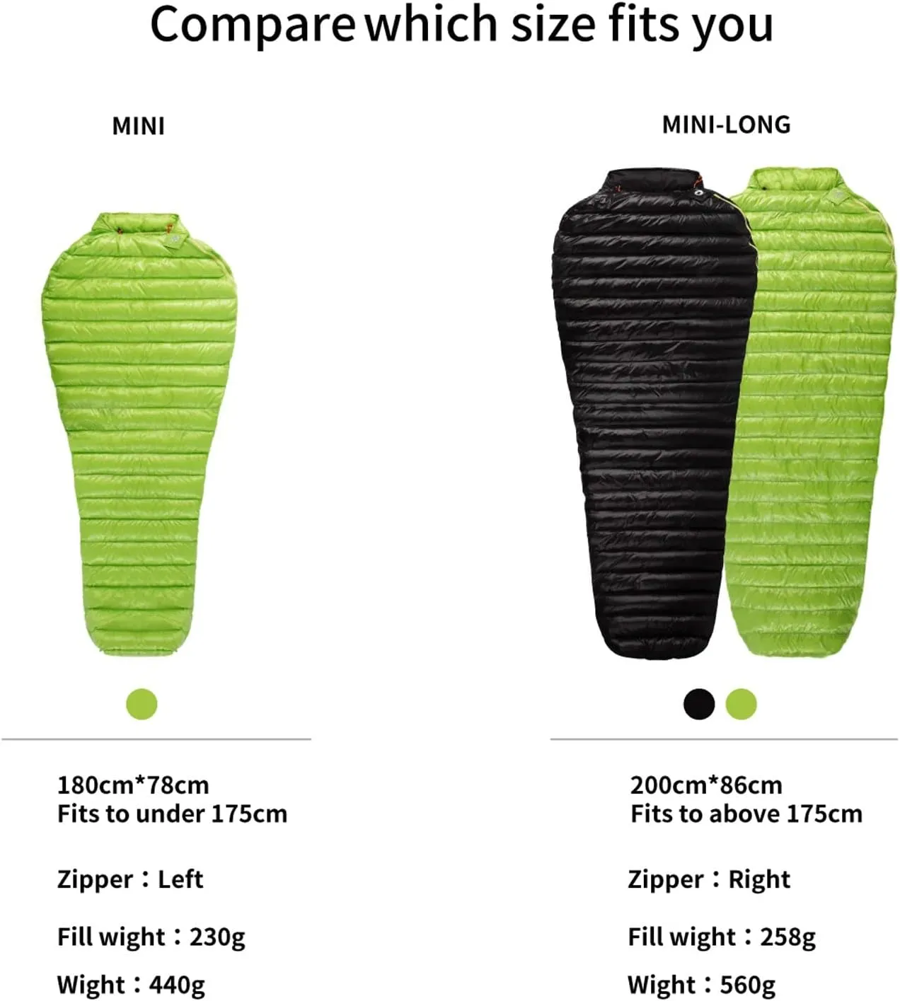Camping Sleeping Bag,6 Degree 800fp Goose Down Sleeping Bag Ultralight Outdoor Camping and Hiking Sleeping Bag for Men & Women (Color : Mini Black Long)