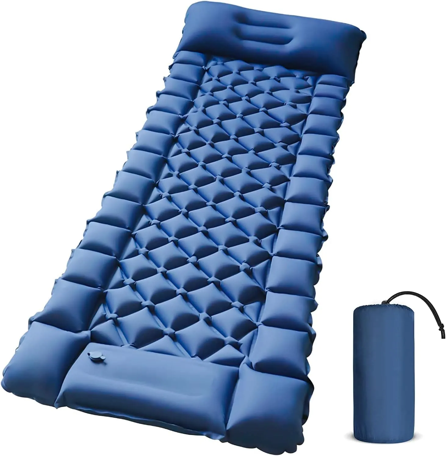 Camping Sleeping Pad, Ultralight Foot Press Inflatable Camping Pad with Built-in Pump, Durable Waterproof Camping Mattress, Portable Compact Sleeping Mat (Blue)
