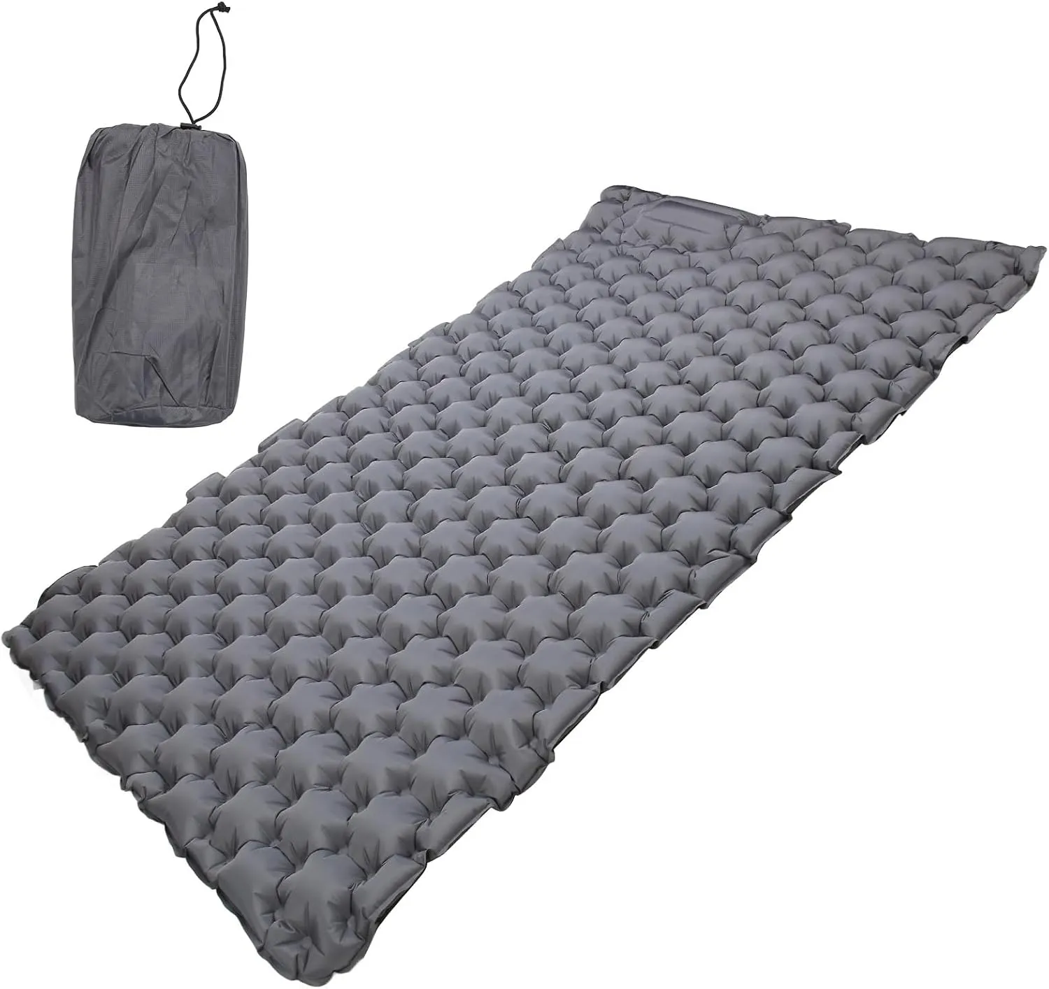 Camping Sleeping Pad,Waterproof Nylon Camping Mattress for 2 People Outdoor, Inflatable Sleeping Mat for Backpacking, Traveling,Hiking,Tent, Portable Camping Mat (Gray)