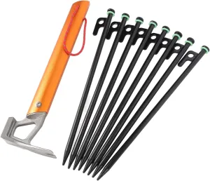 Camping Stakes,30cm with 4mm Outdoor Guy Lines, Heavy Duty Enhanced Stability for Outdoor Hiking Backpacking,Pack of 8 Luminous Tent Stakes (Black Orange)