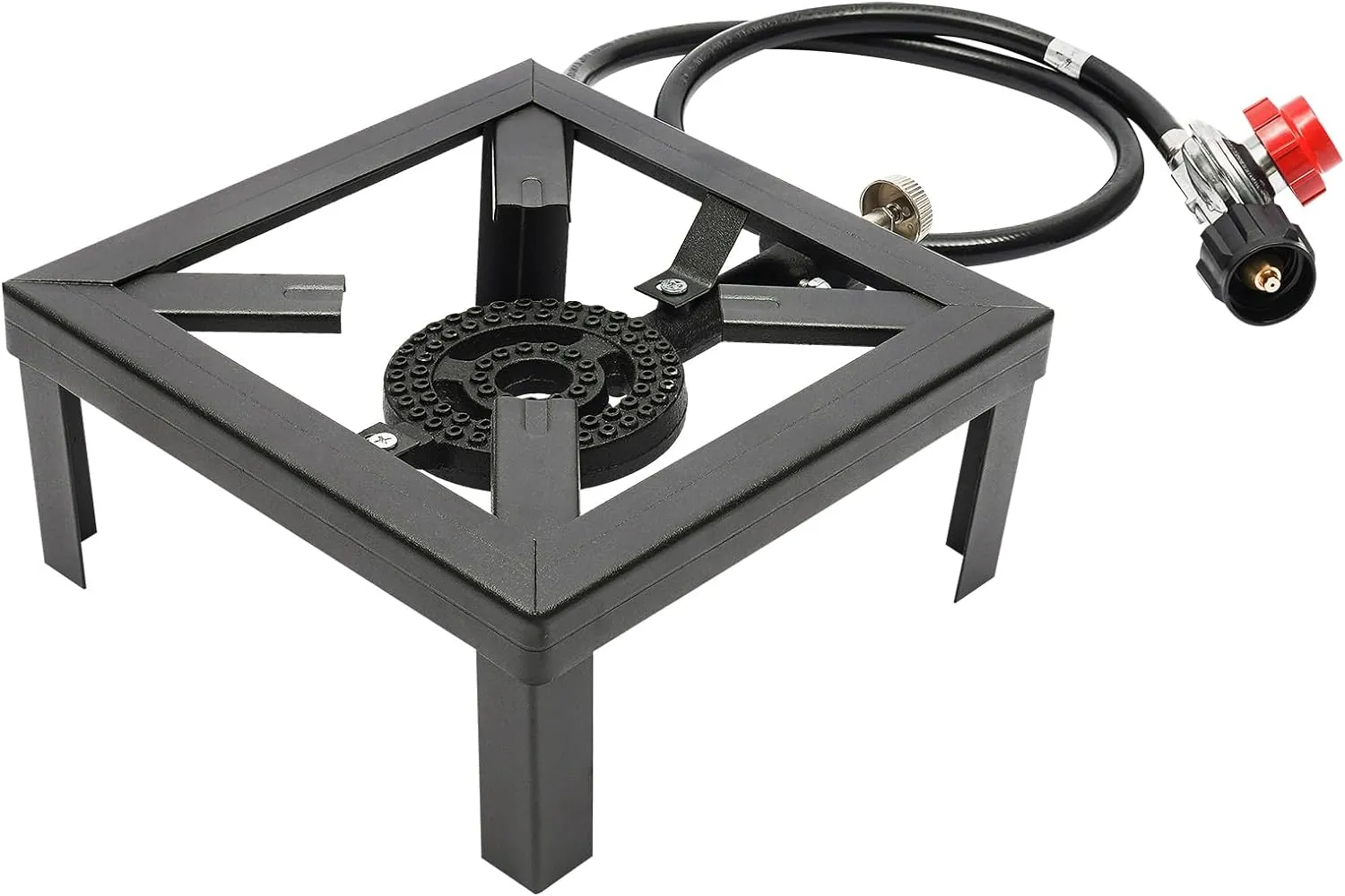 Camping Stove Burner Cast Iron Propane Single Burner Stove Gas LPG Stove BBQ Cooker, with Regulator Hose, for Stir-Frying, Boiling, Steaming, Deep-Frying, Etc
