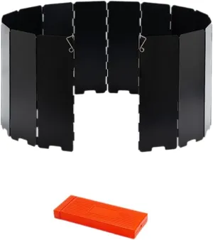 Camping Stove Windscreen Wind Shade Folding Portable 16 Plates Wind Protection Windshield for Cooker Backpacking BBQ Hiking, Black