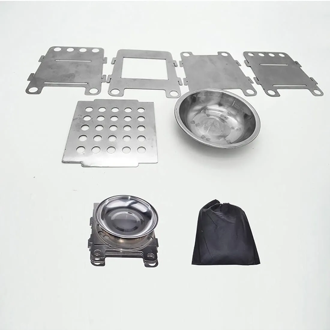 Camping Stove,Folding Pocket Wood Stove Lightweight Steady Fishing Mountaineering with Alcohol Tray and Carrying Case