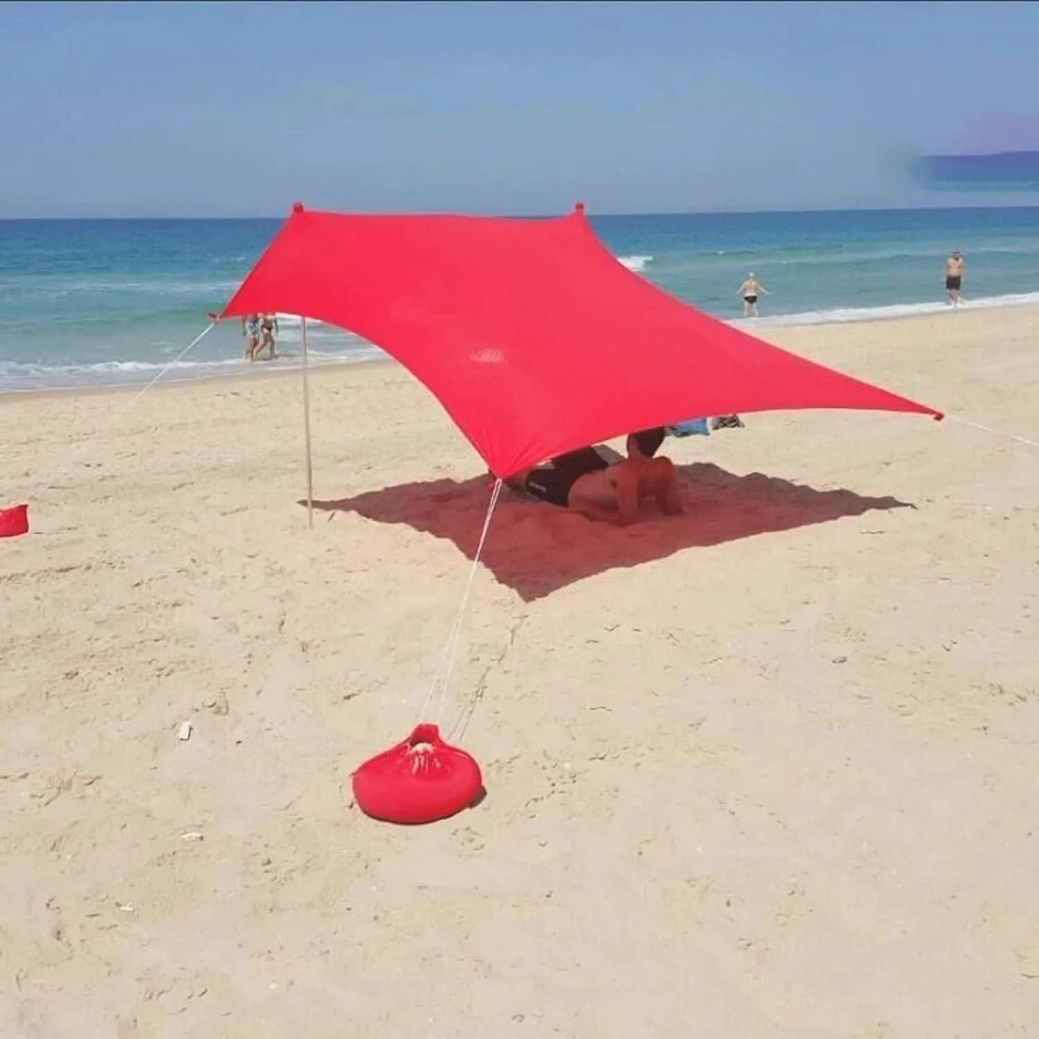 Camping Tent Beach Tarp Sunshade Inflatable Shelter, Windproof Canopy with Sand Anchor, Easy Set-Up, Portable