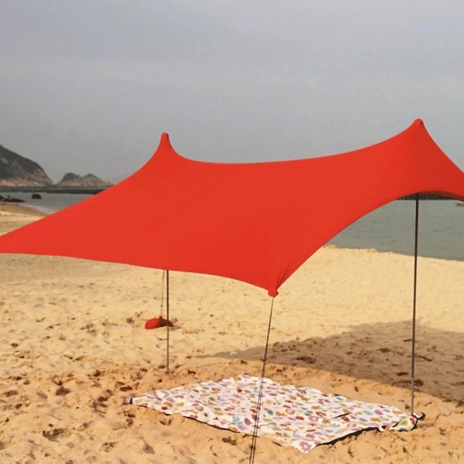 Camping Tent Beach Tarp Sunshade Inflatable Shelter, Windproof Canopy with Sand Anchor, Easy Set-Up, Portable