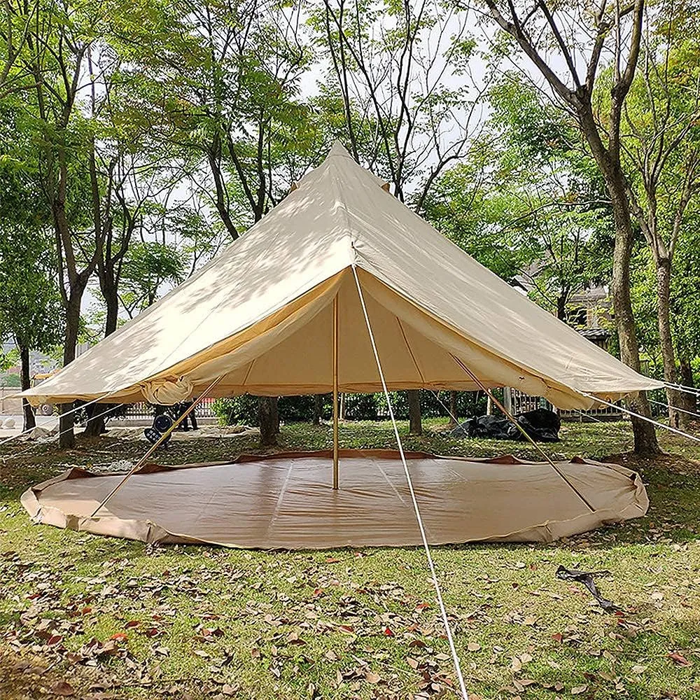 Canvas Bell Tent with Stove Hole, Cotton Canvas Tent, Yurt Tent for Camping, Waterproof Bell Tent 4 Seasons for Family Camping, Outdoor Hunting, Glamping, Festival, T