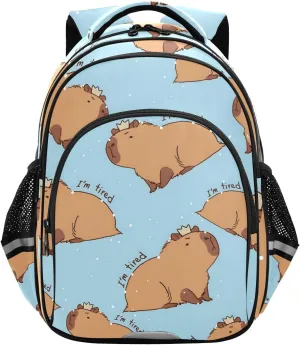 Capybara I'm So Tired Pattern School Backpack for Teens Water Resistant Laptop Travel Bags