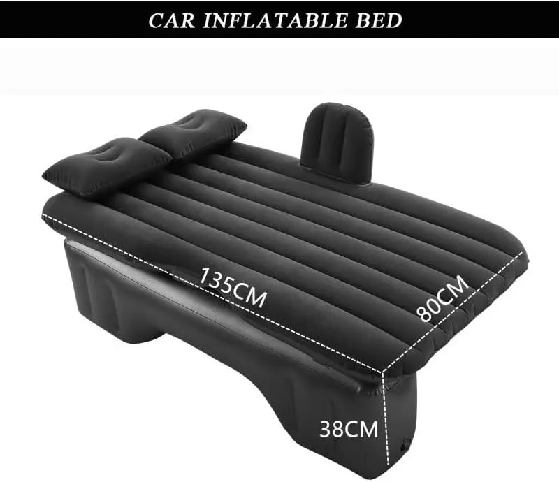 Car Air Mattress for Chery Tiggo 5X 2017–2025, Inflatable Back Seat Sleeping Pad with Pump & 2 Pillows, Folding Portable Camping Bed for Travel& Road Trips,Black