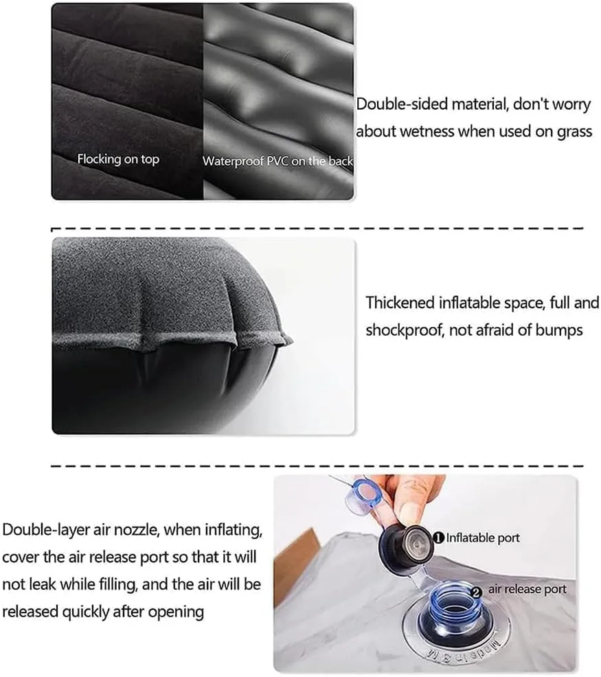 Car Inflatable Mattress for Subaru Outback 2020 2021 2022 2023 2024 2025 2026 Portable Air Bed Rear Trunk Camping Bed Back Seat Mattress Folding Air Bed Cushion,Black