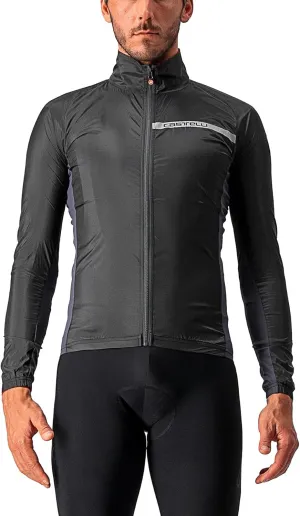 CASTELLI Men's Squadra Stretch Jacket, Windproof Zip Up Shell with High Collar for Road and Gravel Biking I Cycling - Light Black/Dark Gray - XX-Large