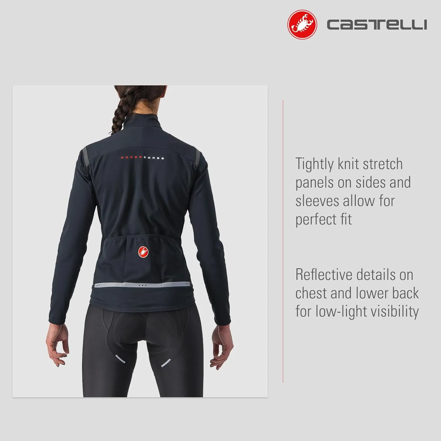 CASTELLI Women’s Squadra Stretch Jacket Windproof Zip Up Shell with High Collar for Road and Gravel Biking I Cycling