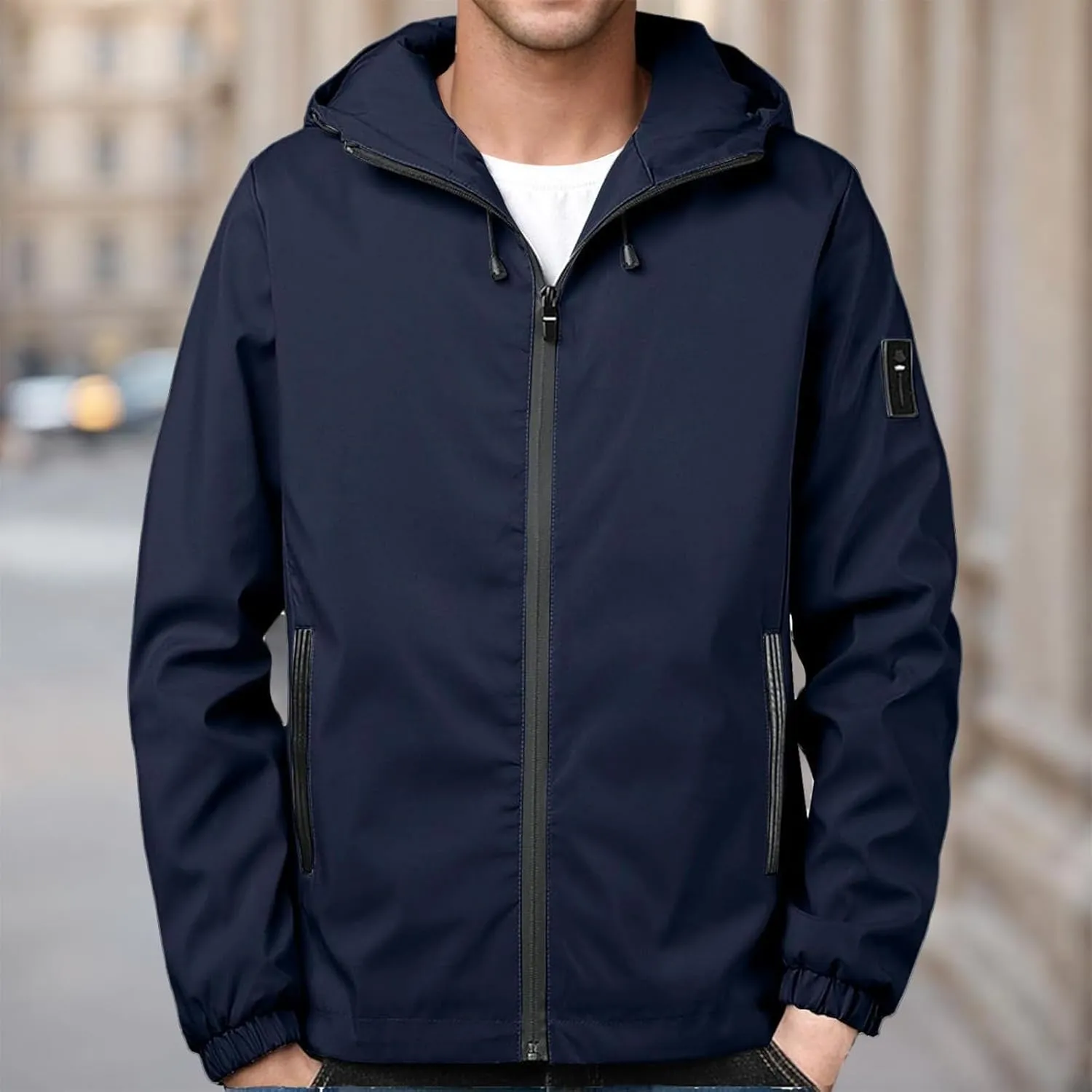 Casual Hoodies for Men Zip Up Long Sleeve Hooded Jacket Breathable Water Resistant Jacket Outdoor Hiking Sport Coat