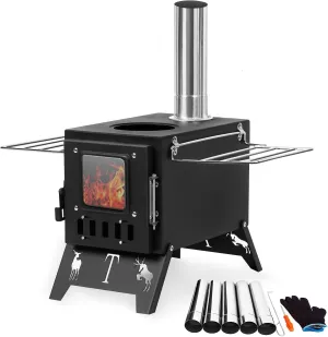 cdar Wood Burning Stove, Folding Portable Hot Tent Stoves for Tent, Cooking Courtyard Camping Outdoor Heating Ice Fishing Hunting Stove Include Pipes