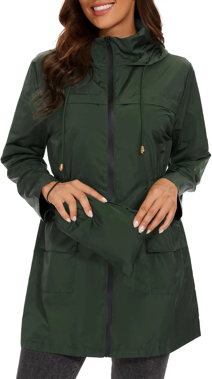 Century Star Packable Rain Jackets Waterproof Womens Rain Coats with Hood Lightweight Windbreaker Jacket