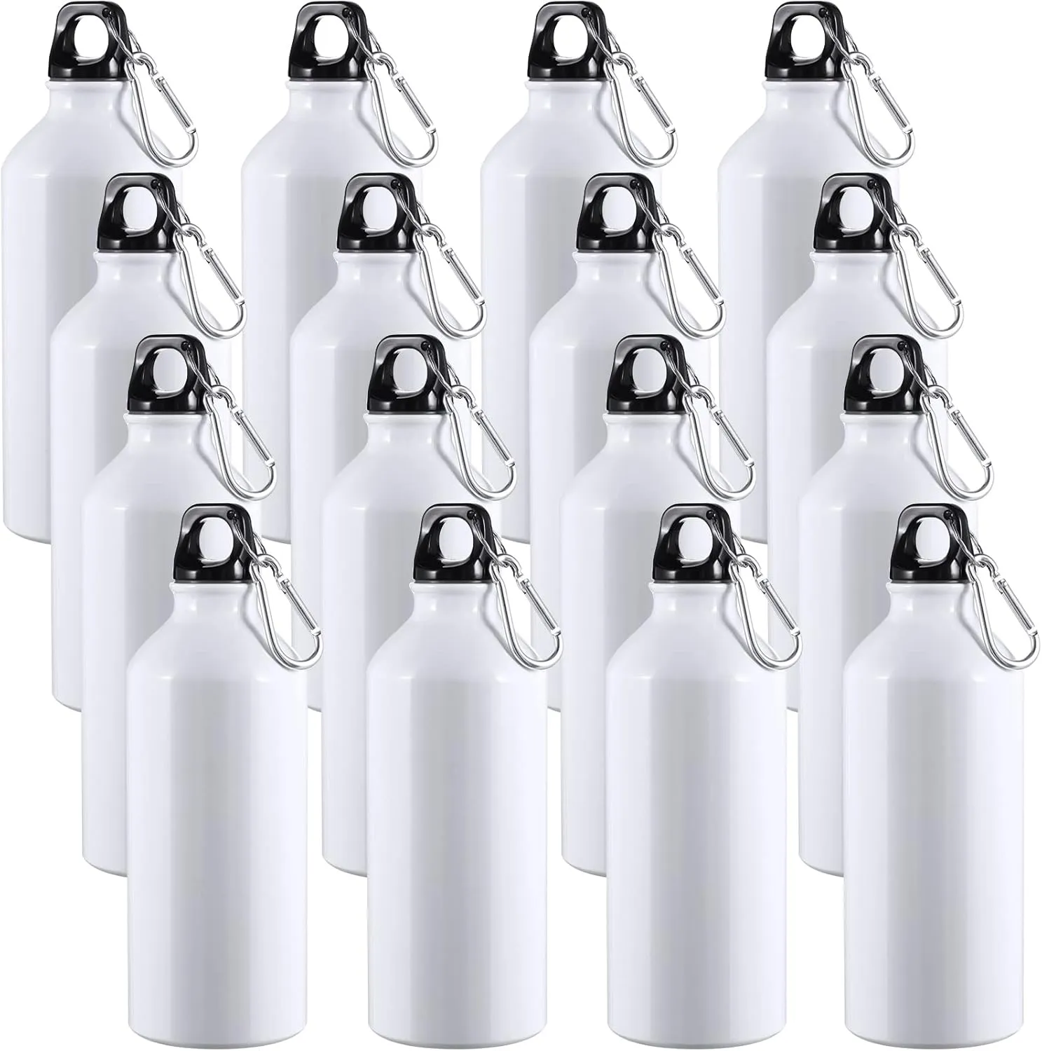 CHENGU 16 Pack Aluminum Water Bottles 20 Oz Blank Reusable Water Bottles Lightweight Aluminum Gym Travel Bottle Leak Proof Team Customized Bottles for Bike Bicycle Camping
