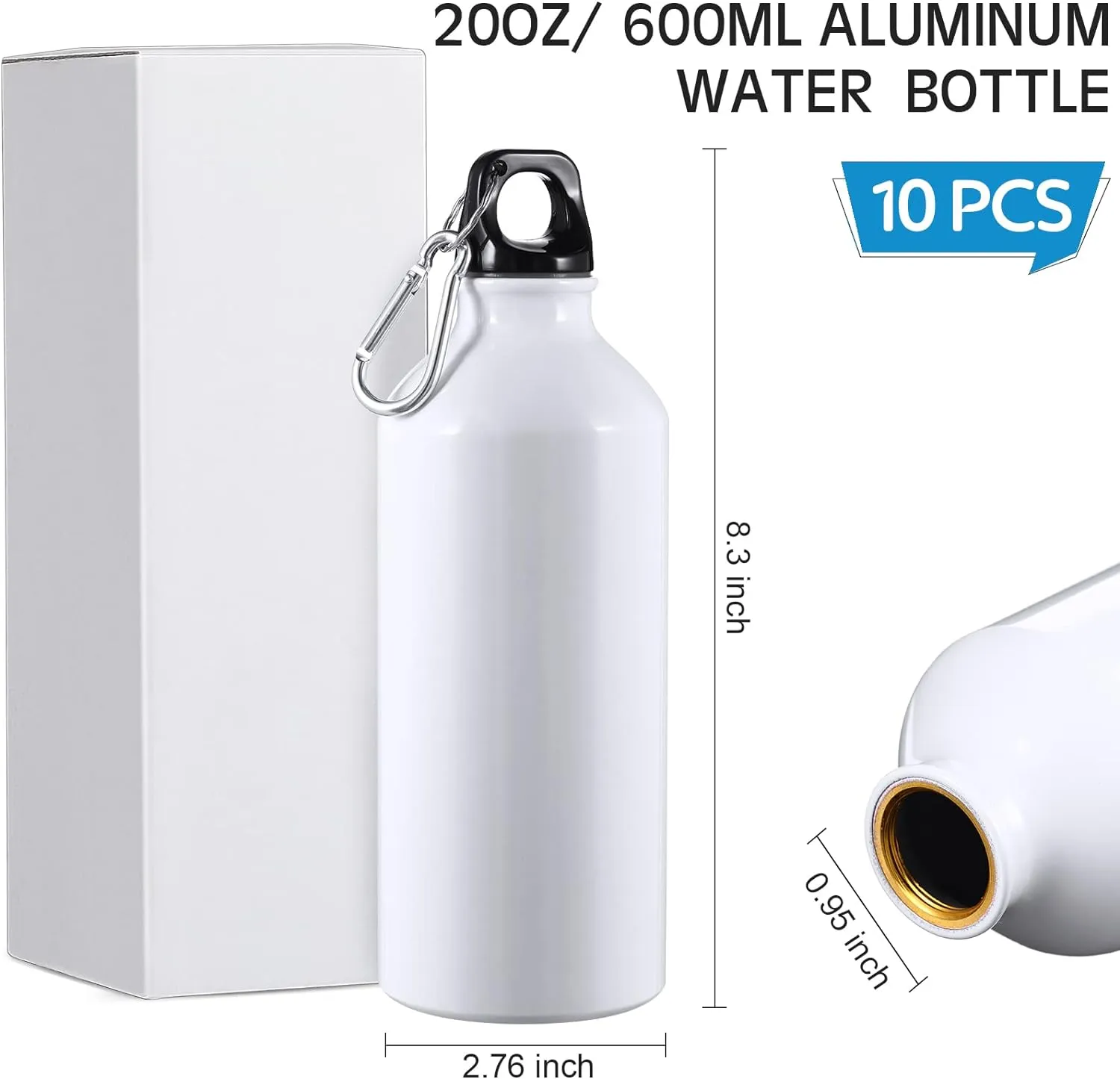 CHENGU 16 Pack Aluminum Water Bottles 20 Oz Blank Reusable Water Bottles Lightweight Aluminum Gym Travel Bottle Leak Proof Team Customized Bottles for Bike Bicycle Camping