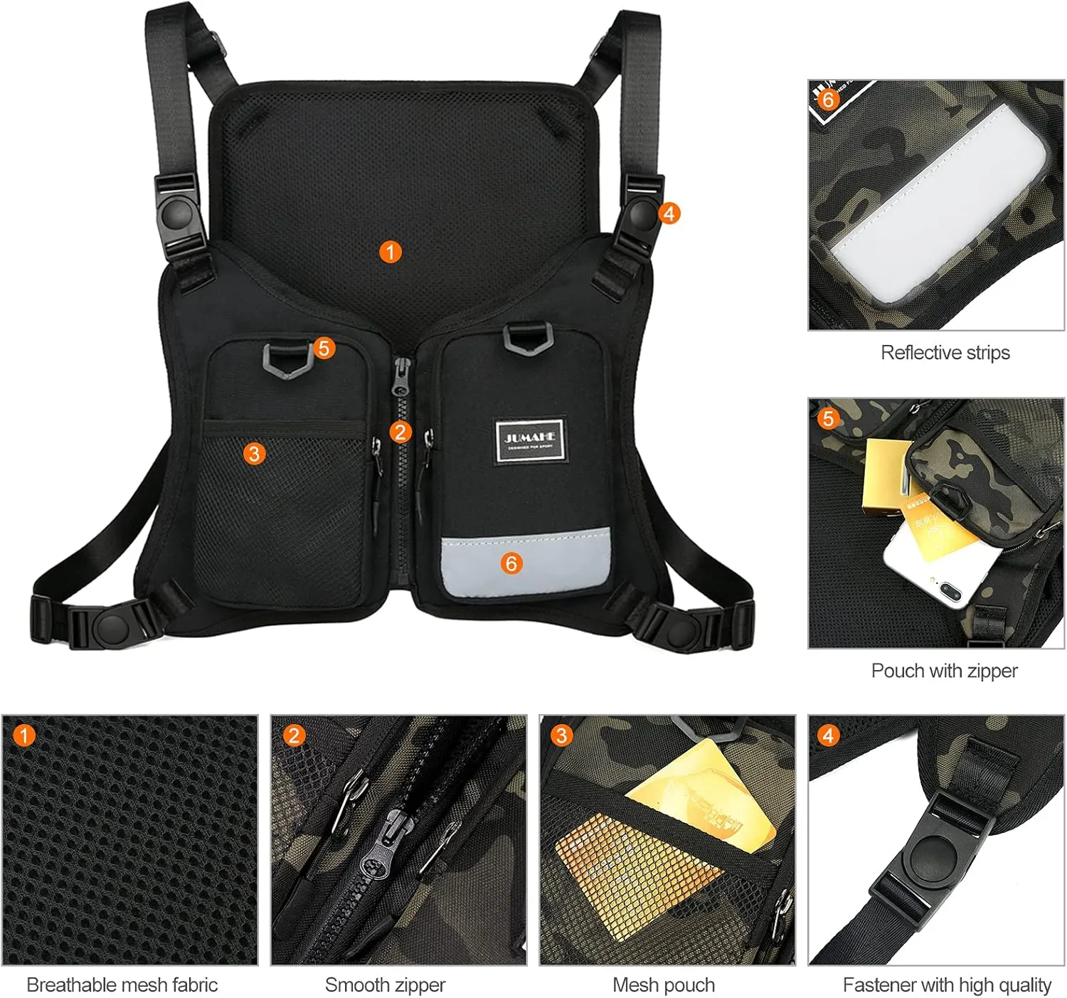 Chest Bag Casual Daypacks Vest Multipurpose Backpack for Running Exercise Hiking