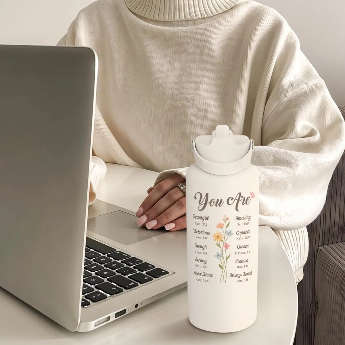 Christian Gifts for Women, Inspiration Water Bottle 32oz Stainless Steel Insulated with Lid, Religious Gifts for Mom Friends Ladies on Birthday Mother's Day Christmas