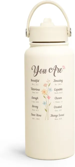 Christian Gifts for Women, Inspiration Water Bottle 32oz Stainless Steel Insulated with Lid, Religious Gifts for Mom Friends Ladies on Birthday Mother's Day Christmas