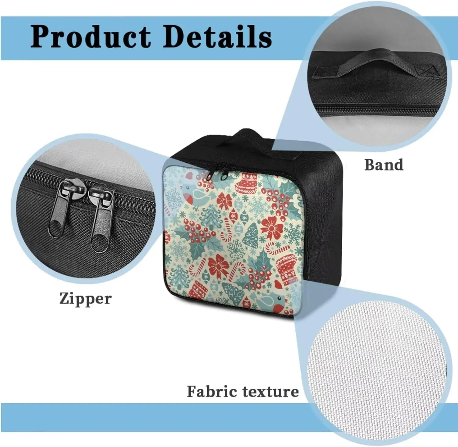 Christmas Holiday Print First Aid Kit Bag Empty Medical Kit Medicine Organizer Trauma First Aid Bag Medkit Travel,Sports Hiking,Camping,Hunting Essentials Gear Emergency Survival (Bag Only)