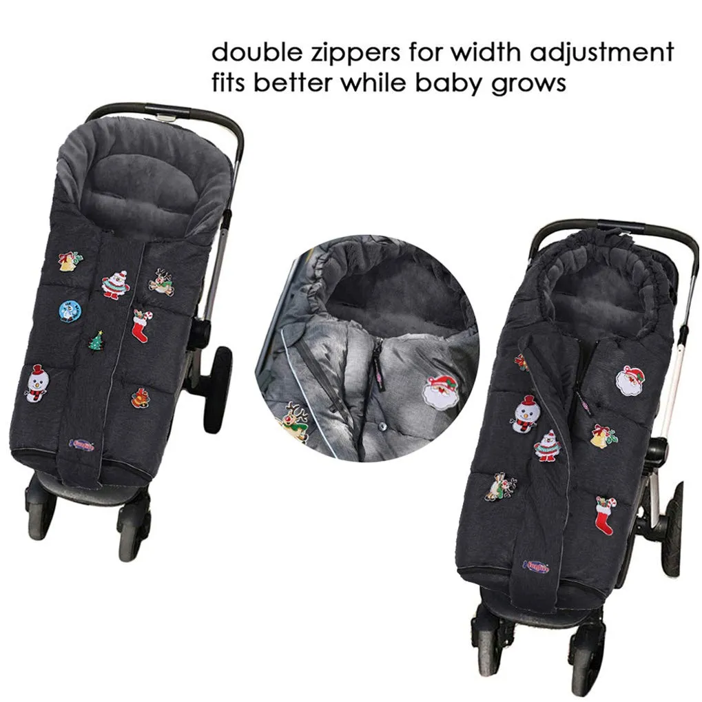 Christmas Uniuqe Waterproof Winter Stroller Bunting Bag Todder,Width Adjustable, Anti-Dirt,Foot area Open, Hoodie, All Features Needed for Baby Stroller Footmuff