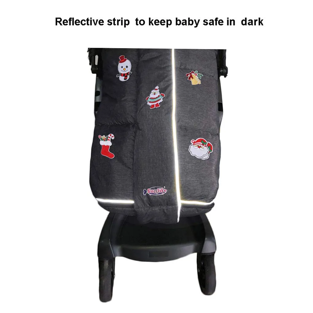 Christmas Uniuqe Waterproof Winter Stroller Bunting Bag Todder,Width Adjustable, Anti-Dirt,Foot area Open, Hoodie, All Features Needed for Baby Stroller Footmuff