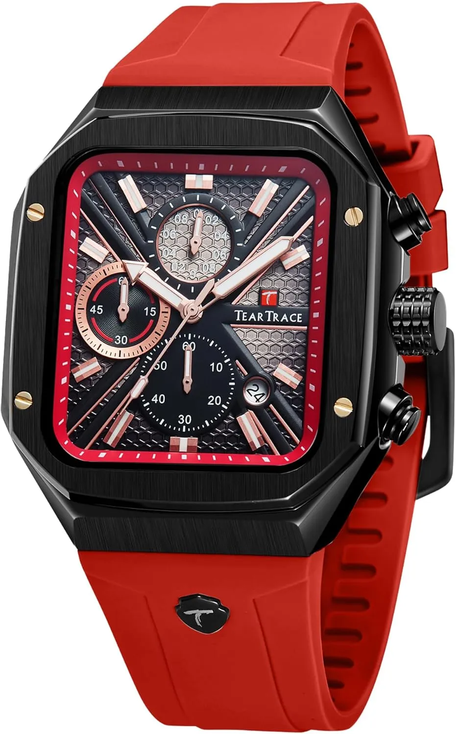 Chronograph Analog Watches for Men Luminous Waterproof Business Casual Work Wrist Men's Watch with Silicon Strap