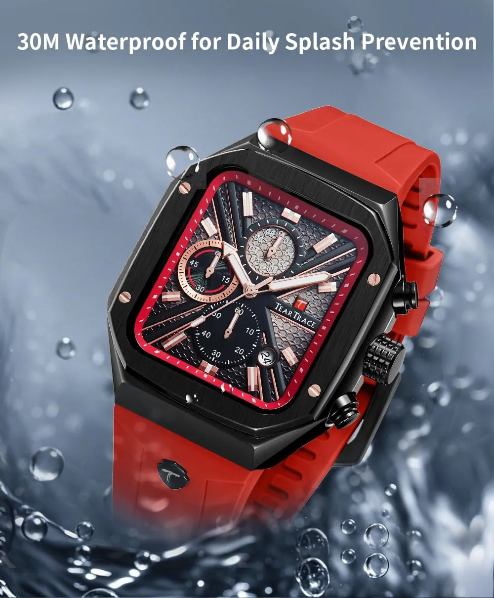 Chronograph Analog Watches for Men Luminous Waterproof Business Casual Work Wrist Men's Watch with Silicon Strap