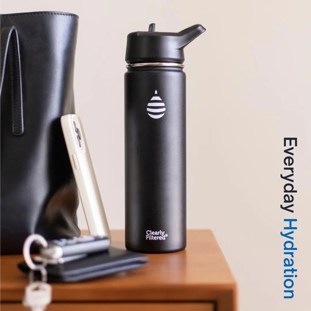 Clearly Filtered Water Bottle | Removes 220  Contaminants, Double-Wall Insulated Stainless Steel, BPA/BPS Free, Phthalate Free, Filters Flouride Lead Chlorine (20oz, Lilac)