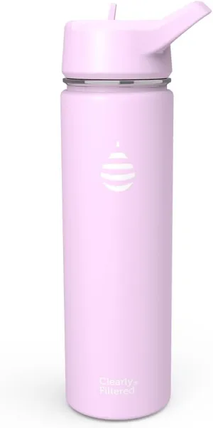Clearly Filtered Water Bottle | Removes 220  Contaminants, Double-Wall Insulated Stainless Steel, BPA/BPS Free, Phthalate Free, Filters Flouride Lead Chlorine (20oz, Lilac)