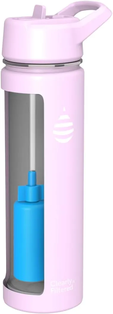 Clearly Filtered Water Bottle | Removes 220  Contaminants, Double-Wall Insulated Stainless Steel, BPA/BPS Free, Phthalate Free, Filters Flouride Lead Chlorine (20oz, Lilac)