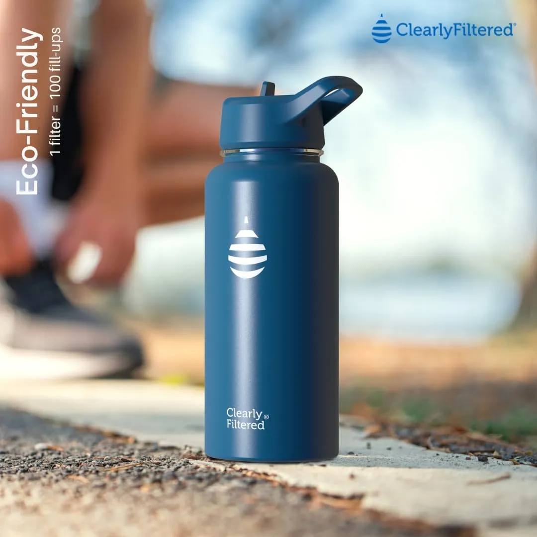 Clearly Filtered Water Bottle | Removes 220  Contaminants, Double-Wall Insulated Stainless Steel, BPA/BPS Free, Phthalate Free, Filters Flouride Lead Chlorine (32oz, Mint)