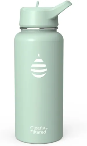 Clearly Filtered Water Bottle | Removes 220  Contaminants, Double-Wall Insulated Stainless Steel, BPA/BPS Free, Phthalate Free, Filters Flouride Lead Chlorine (32oz, Mint)