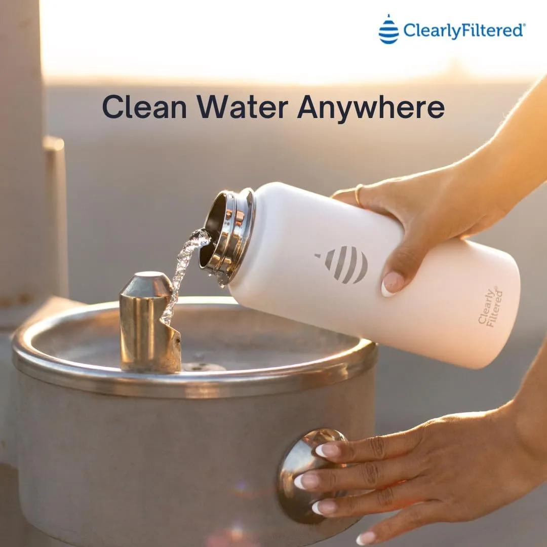 Clearly Filtered Water Bottle | Removes 220  Contaminants, Double-Wall Insulated Stainless Steel, BPA/BPS Free, Phthalate Free, Filters Flouride Lead Chlorine (32oz, Mint)