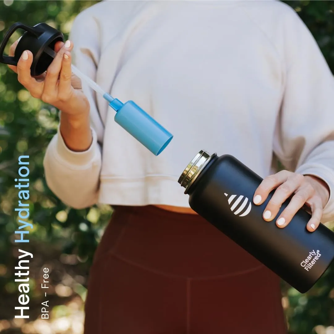 Clearly Filtered Water Bottle | Removes 220  Contaminants, Double-Wall Insulated Stainless Steel, BPA/BPS Free, Phthalate Free, Filters Flouride Lead Chlorine (32oz, Mint)