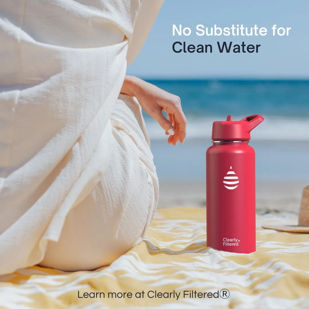 Clearly Filtered Water Bottle | Removes 220  Contaminants, Double-Wall Insulated Stainless Steel, BPA/BPS Free, Phthalate Free, Filters Flouride Lead Chlorine (32oz, Mint)