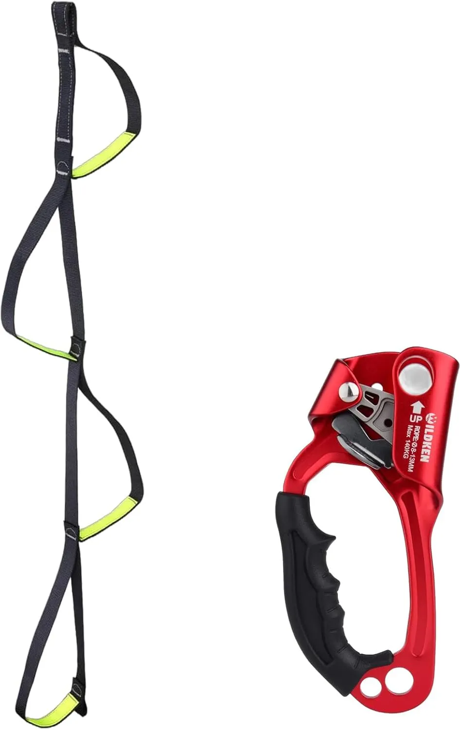 Climbing Aider 4 Step Foot Ascender Loop Climbing Rope Ladder Etrier Aid Tool for Rock Climbing, Climbing Hand Ascender Outdoor Mountaineering Tree Arborist Climbing Rappelling Equip