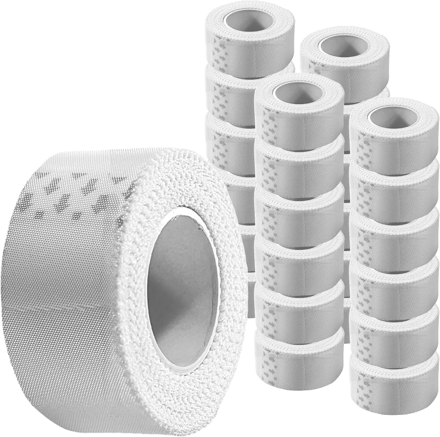 Cloth Medical First Aid Emergency Tape 1" x 10 Yards [Pack 24 of Rolls] Lightweight Breathable Silk-Like Microporous Self Adhesive Latex Free Hypoallergenic Bandage and Wound Dressing Tape (24)